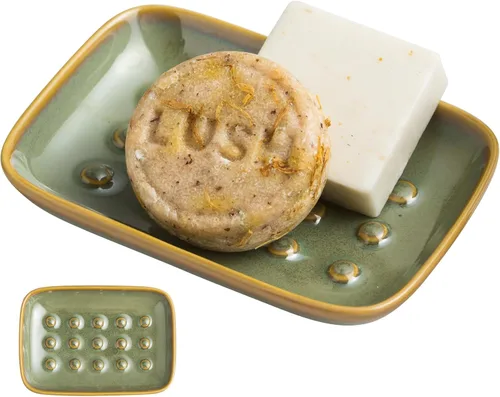 Miniatura 9 de Miamolo Jabonera limpiadora para ducha, jabonera de cerámica para barra de jabón grande, champú o esponja, bandeja ahorradora de jabón para baño