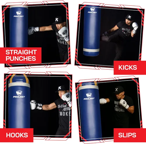Miniatura 2 de 4 ft 80lb Heavy Boxing Punching Bag, Muay Thai, MMA, Strength Training Equipment, Hanging Azul y amarillo