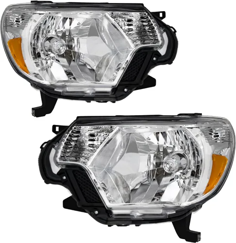 Miniatura 12 de Para Toyota Tacoma 2005-2011 Conjunto de faros delanteros Tacoma Pickup Truck carcasa cromada reflector ámbar reemplazo lado conductor y pasajero