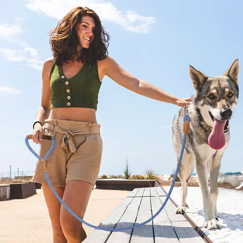 Miniatura 6 de Mile High Life Correa para perro de cuero premium Correa de cuerda resistente Asa de cuero Cierre fuerte de aleación de zinc Perros Mango