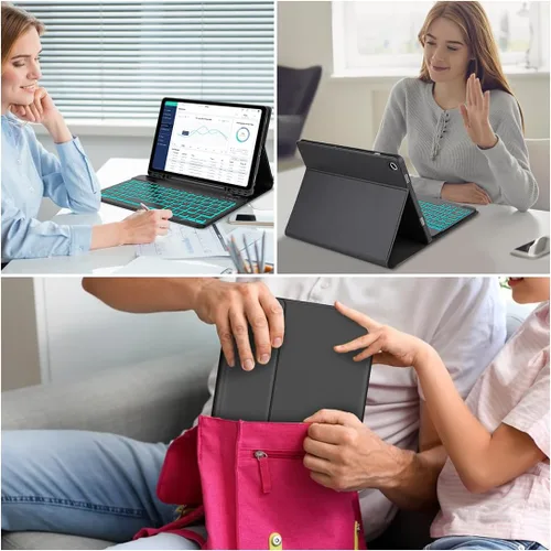 Miniatura 6 de Funda para Galaxy Tab A9 Plus con teclado 5G de 11 pulgadas 2023 (SM-X210/X216/X218), funda de teclado de tableta desmontable retroiluminada de 7