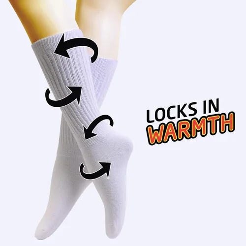Miniatura 5 de HOT FEET Calcetines holgados para niñas, paquete de 6 calcetines altos apilados, calcetines largos de mezcla de algodón cálido para niños