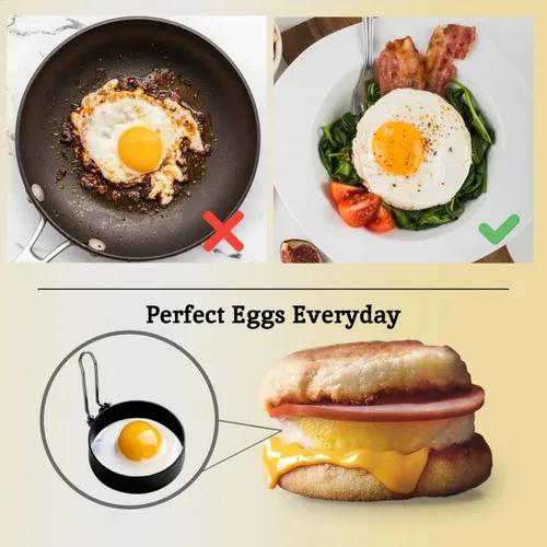 Miniatura 5 de Premier Housewares - Juego de 2 anillos antiadherentes para huevos, redondos, color negro