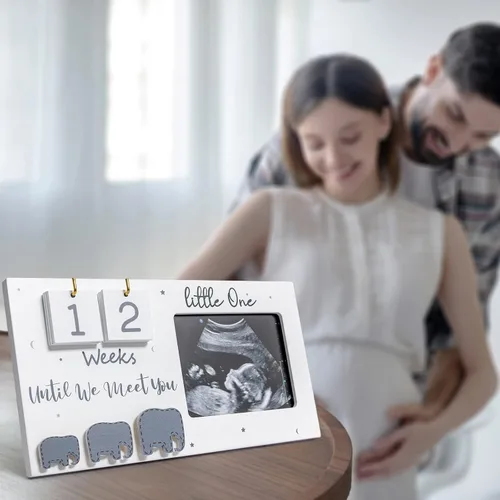Miniatura 4 de Marco de fotos de ecograma, marco de foto de ultrasonido con cuenta regresiva de semanas del bebé, regalo de embarazo para padres que esperan