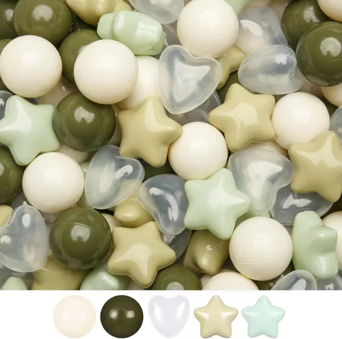 Miniatura 10 de Bolas de hoyo de TRENDPLAY en forma de estrella y corazón para niños pequeños - 50, 100, 200, 500 piezas de bolas de plástico para diversión y juego