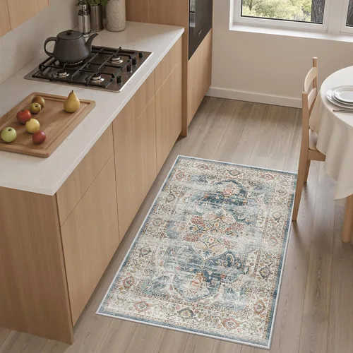 Miniatura 714 de Madane Tapete lavable de 2 x 10 pies para pasillo, cocina, recibidor, clásico, suave, antideslizante para interiores, casa de campo, baño, sala