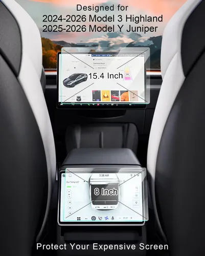 Miniatura 2 de Protector de pantalla para Tesla Model Y Modelo 3 Protector de pantalla de vidrio de 15.4 "Protector de pantalla de vidrio para asiento trasero 8