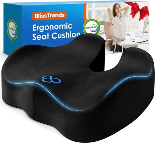 BlissTrends Cojín de asiento con funda de terciopelo, cojines gruesos de espuma viscoelástica para silla de oficina, asiento de automóvil, avión,
