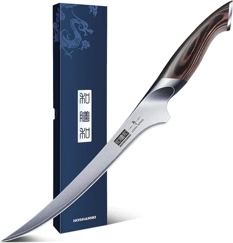 HOSHANHO - Cuchillo de filetear de 9 pulgadas, cuchillo para deshuesar súper afilado en acero inoxidable de alto carbono, cuchillos de pescado