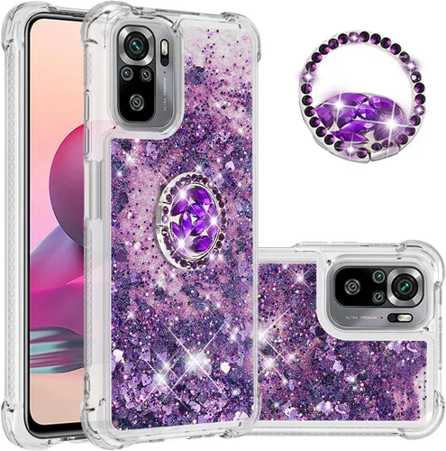 CCSmall Funda para Xiaomi Redmi Note 10 4G (no 5G)/Redmi Note 10S con Creatividad Clear Quicksand Glitter Flotante Flotante Suave w/Stand Bling