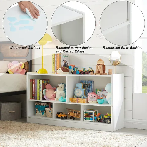 Miniatura 4 de Organizador de almacenamiento de juguetes para niños, gabinete de almacenamiento de 5 secciones para organizar libros y juguetes, estantería