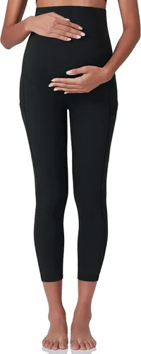 Miniatura 5 de POSHDIVAH Leggings de entrenamiento de maternidad para mujer sobre el vientre, pantalones de yoga con bolsillos, ropa deportiva suave, pantalones
