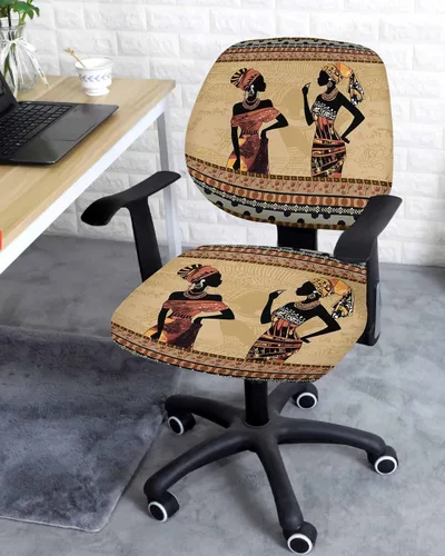 Miniatura 2 de Fundas para silla de oficina para mujeres africanas, elásticas, 2 piezas, suave, decorativo, protector para silla de escritorio, protector universal
