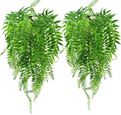 Miniatura 15 de Paquete de 10 enredaderas artificiales colgantes, hiedra falsa, sauce llorón, hojas verdes, plantas de plástico, guirnalda sintética resistente a