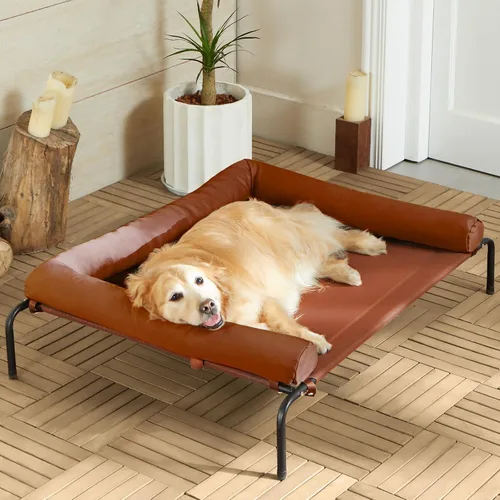 Miniatura 11 de Cama elevada refrescante para perros grandes – Cuna elevada impermeable con reposacabezas inclinado, malla Teslin transpirable, cama duradera