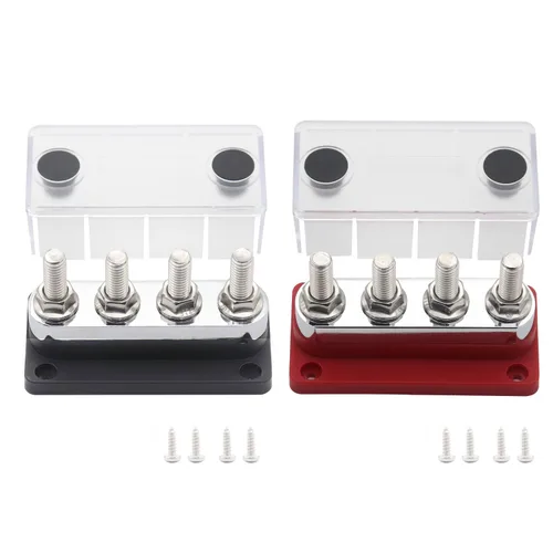 Miniatura 8 de Barra de bus de cobre de 12 V 300 A con 4 pernos de batería de 5/16 pulgadas, bloques de distribución de energía, barra colectora marina, barra