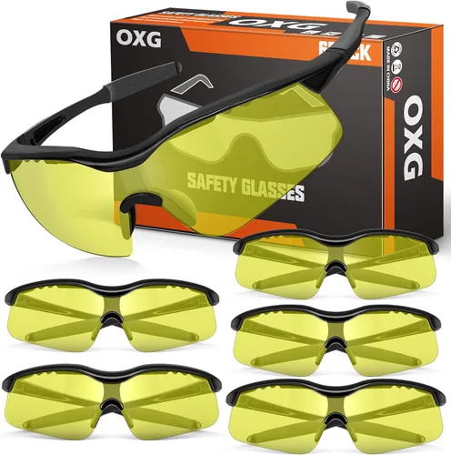 Miniatura 9 de OXG Anteojos de seguridad para hombres y mujeres, resistentes a impactos y arañazos, ANSI Z87.1, protección ocular, bloqueo UV