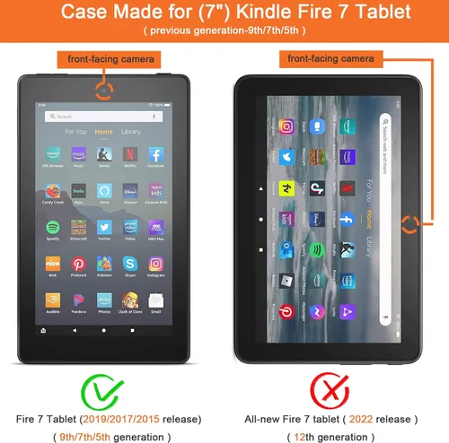 Miniatura 2 de Dteck - Funda para tablet Kindle Fire 7, funda protectora completa con función atril ajustable y función de encendido y apagado automático