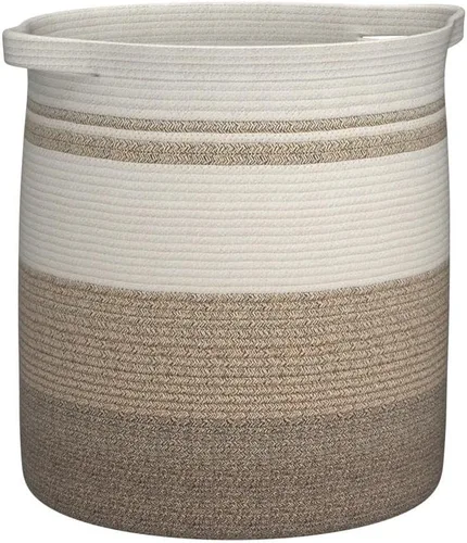 Miniatura 4 de OIAHOMY Cestas de lavandería de 80 litros con asas, cesta decorativa para sala de estar, cesta de almacenamiento tejida para juguetes, almohadas