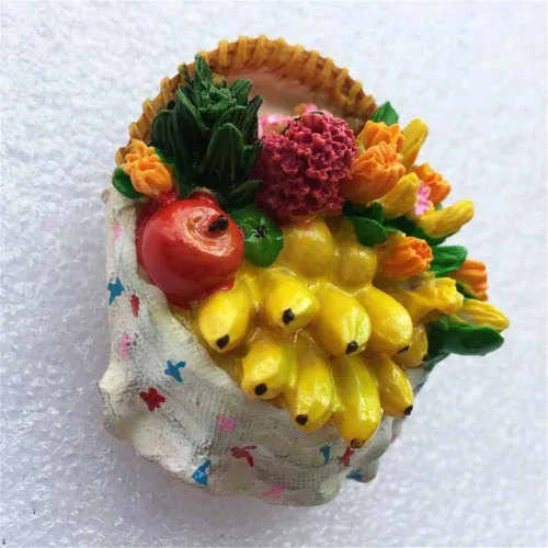 Miniatura 4 de Cesta de frutas 3D imán de nevera decoración del hogar y cocina resina fruta refrigerador imán