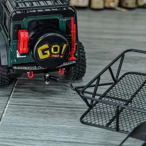 Miniatura 6 de INJORA Remolque RC para transportar detrás del coche - Remolque de enganche de metal para 1/18 RC Crawler TRX4M Defender Bronco K10 High Trail F150