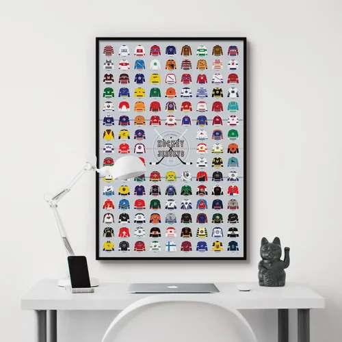 Miniatura 6 de Pop Chart Compendio visual de camisetas de hockey Póster artístico grande de 24 x 36 pulgadas Historia completa de la NHL y uniformes