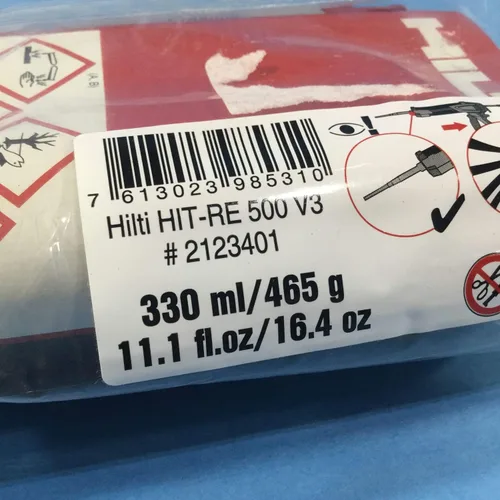Miniatura 4 de Hilti Mortero Inyectable Epoxi Adh RE 500-V3 - Cartucho de 11.1 Oz - 2123401