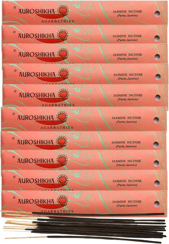 Auroshikha Incienso marmoleado ~ Pureza Jazmín ~ (paquete de 10 – total de 3.53 onzas)