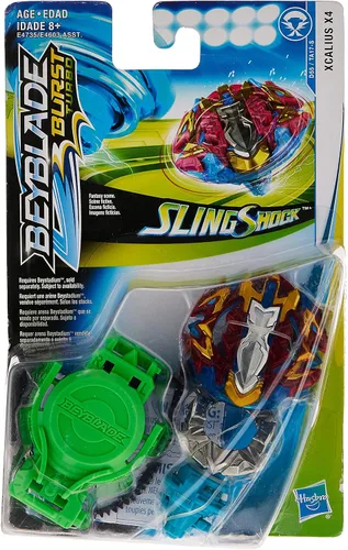 Beyblade SlingShock TM Burst Turbo TM - Lanzador para principiante, diseño Xcalius X4, parte superior de batalla, lanzador giratorio derecho /