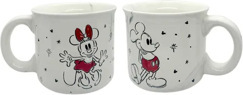 7STAR Taza clásica de mármol de dibujos animados para parejas, taza de café estética de doble cara de 14 onzas con siluetas de personajes icónicos,