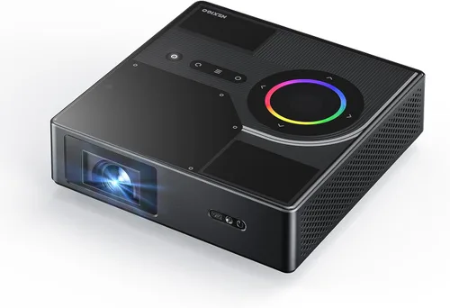 NexiGo Nova Mini, proyector láser portátil, Google TV con Netflix, 1080p FHD, 1200 lúmenes, contraste 15000:1 con SAE, 3D, configuración automática,