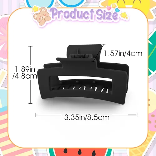 Miniatura 3 de WLLHYF Pinzas cuadradas de 3.5 pulgadas para el cabello, pasadores mate antideslizantes, horquillas de sujeción fuerte, pinzas de plátano medianas