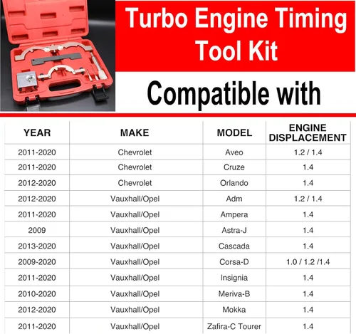 Miniatura 6 de YOTOO Kit de herramientas de sincronización del motor Turbo, juego de herramientas de alineación del árbol de levas del motor compatible