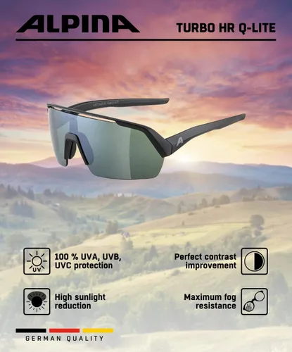 Miniatura 5 de ALPINA Gafas de ciclismo antivaho con espejo y que mejoran el contraste para hombres y mujeres, 100% protección UV, TURBO HR Q-LITE
