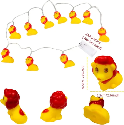 Miniatura 7 de Guirnalda de luces LED con forma de león con forma de animal de 5.4 pies, 10 luces LED de león con sombrero rojo, luces de hadas para decoración