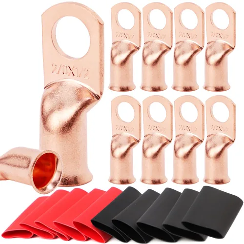 Miniatura 45 de TKDMR - Kit de 264 piezas de extremos de cable de batería, 132 piezas de terminales de anillo de lengüetas de cable de cobre resistentes AWG 8 6 4 2