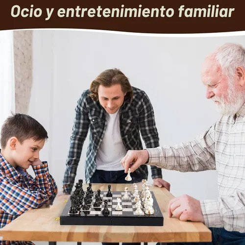 Miniatura 7 de Juego de ajedrez grande de 15 pulgadas para adultos con piezas de ajedrez acrílicas con peso, Rey de 3.5 pulgadas y tablero de ajedrez de madera