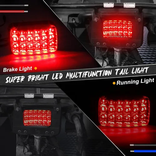Miniatura 2 de Luz trasera LED con lente roja, luz trasera y de freno para ATV, compatible con Yamaha Grizzly Big Bear Bruin Kodiak Wolverine Rhino Viking