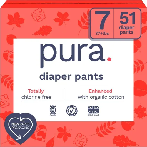 Miniatura 22 de Pura Pantalones de Pañal Hipoalergénicos Talla 9 (48+ lbs) para la Noche, hasta 12 Horas de Protección contra Fugas, Adecuados para Piel Sensible
