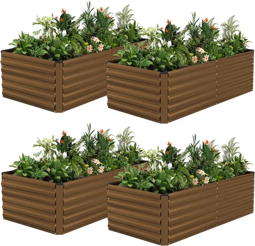 Miniatura 32 de NAVINE Cama de jardín elevada de 8 x 4 x 2 pies, macetas elevadas de metal grande, macetas para plantas al aire libre para verduras, flores