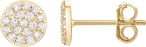 Miniatura 5 de PAVOI Aretes de plata de ley chapados en oro de 14 quilates para mujer Mini disco de circonita cúbica pavimentada Aretes de oro para mujer