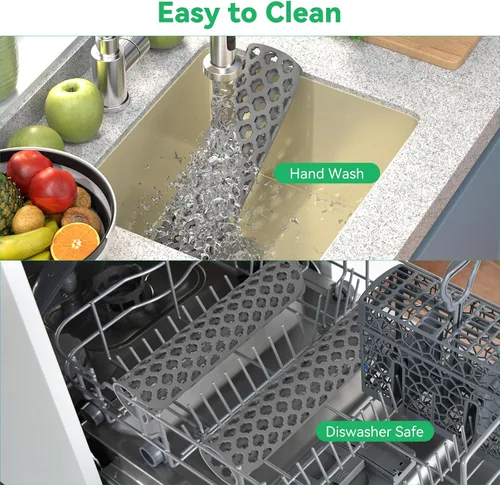 Miniatura 6 de TOOVEM - Tapete protector para fregadero de cocina, rejilla protectora de fregadero de 13.58 x 11.6 pulgadas, forro antideslizante resistente al