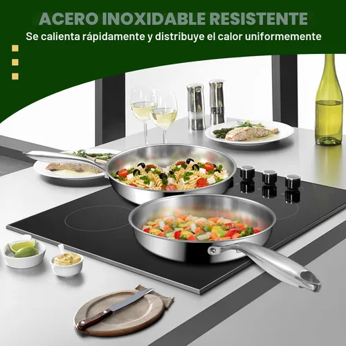 Miniatura 7 de EWFEN Sartén de acero inoxidable de tres capas de 12 pulgadas, compatible con todas las estufas de hasta 600 ℉, sartén grande con tapas, sartén