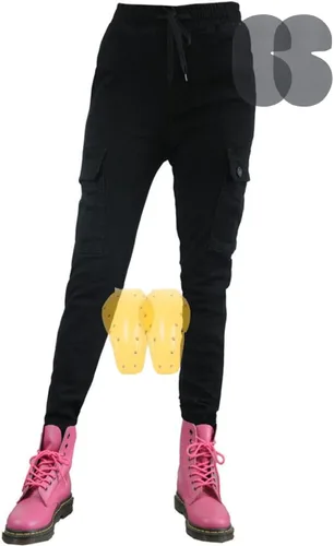 Pantalones de motocicleta para mujer, leggings con relleno extraíble, detalles de bolsillo grande para aventura (color negro, talla: XXS)