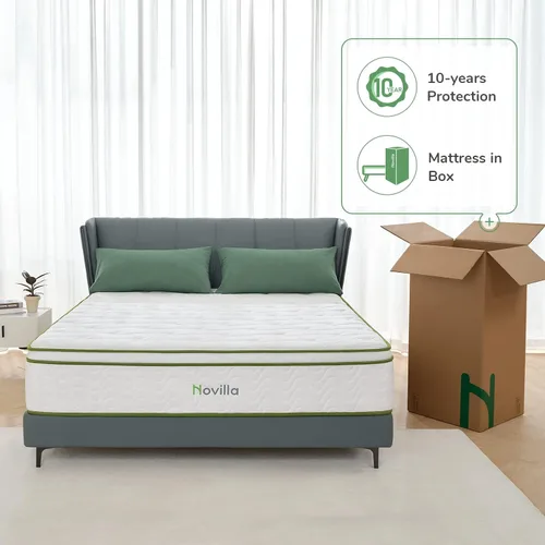 Miniatura 7 de Novilla King Mattress- Colchón híbrido de espuma viscoelástica de gel de 12 pulgadas con bobina de bolsillo para alivio de presión y aislamiento
