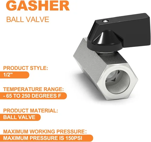 Miniatura 4 de GASHER 12PCS Mini Brass Ball Valve Shut Off Switch, 1/2 Inch Female x 1/2 Inch Female Thread Pipe Fitting