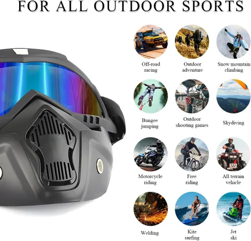 Miniatura 3 de DXNQ Gafas de motocross a prueba de polvo, gafas para casco de motocicleta, ATV anti-UV, máscara facial para jóvenes, hombres y mujeres (coloridos)