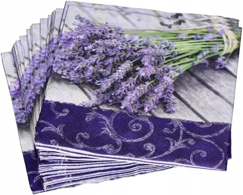 Miniatura 17 de Servilletas de papel de flores moradas con libélula para cena, tamaño decorativo de almuerzo de decoupage de 13 x 13 pulgadas (desplegadas)