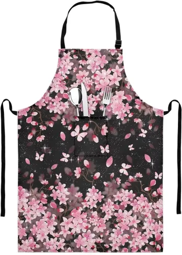 Miniatura 41 de GIFTPUZZ Delantal de chef para mujer con lazo largo y bolsillo frontal con correas