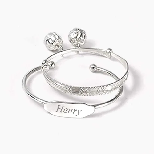 Miniatura 8 de Personalize Jingle Bells ABC Números Mariposa Pulsera Pequeña Muñeca 6.5 Pulgadas 925 Campanas Ajustables de Plata de Ley 925 Están Chapadas